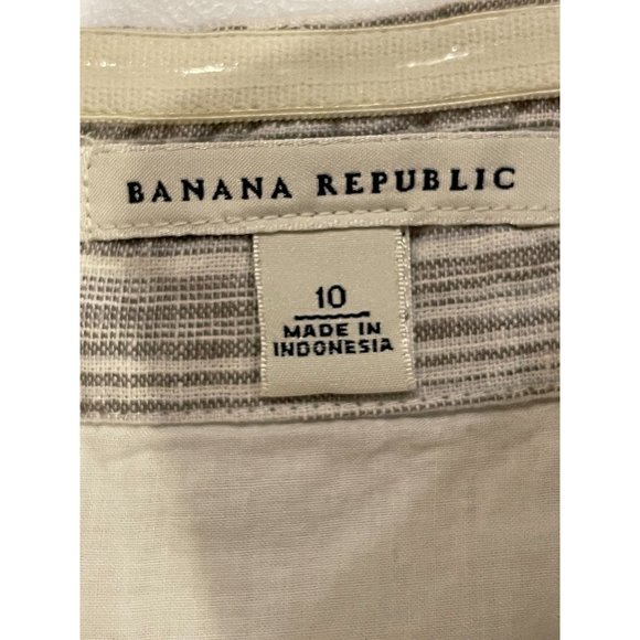 Banana Republic Womens Strapless Mini Dress Pinstripe Linen Grey White Size 10 - Picture 6 of 7
